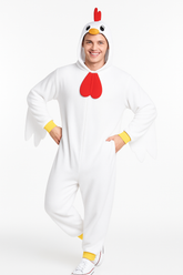 L/XL Chicken Zipster Fleece Jumpsuit Halloween Costume